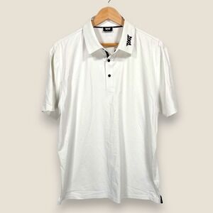 PXG Parsons Xtreme Golf Performance Polo Shirt Men Medium White Stretch Wicking